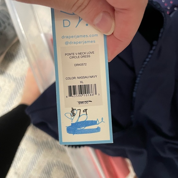 NWT Draper James Navy Blue Ponte V-neck Love Circle Dress - Picture 4 of 4